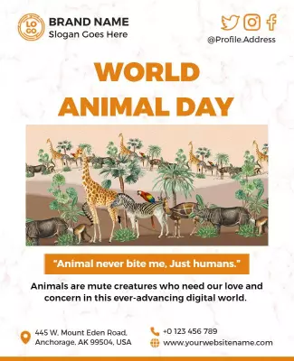 Vibrant Wildlife Celebration for World Animal Day Poster Template
