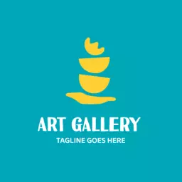 Vibrant Yellow Abstract Stacked Shapes for Art Gallery Logo Template