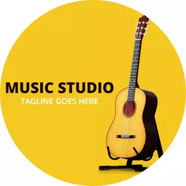 Vibrant Yellow Acoustic Guitar Music Studio Business Card Template