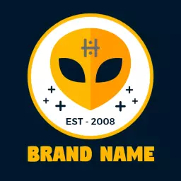 Vibrant Yellow Alien Head Design with Modern Branding Logo Template