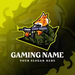 Vibrant Yellow and Black Esports Gaming Character Logo Template