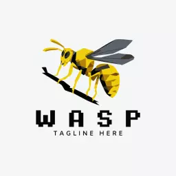 Vibrant Yellow and Black Wasp Design for Creative Branding Logo Template