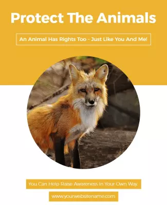 Vibrant Yellow Animal Rights Awareness Campaign Poster Template