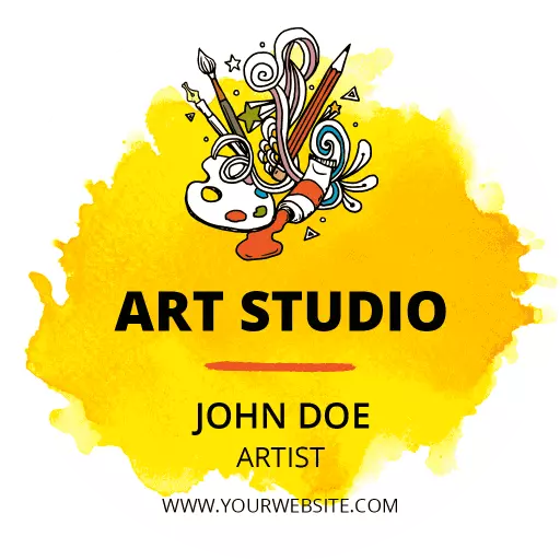 Vibrant Yellow Art Studio Creative Business Card Template