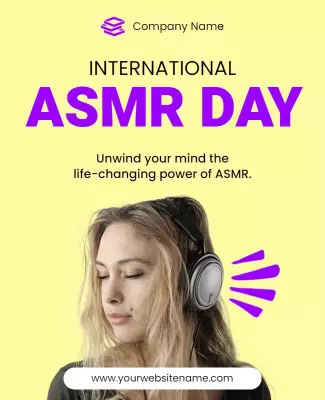 Vibrant Yellow ASMR Awareness Celebration Day Poster Template