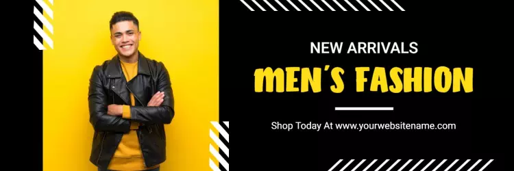Vibrant Yellow Background Featuring Men's Fashion Styles Banner Template