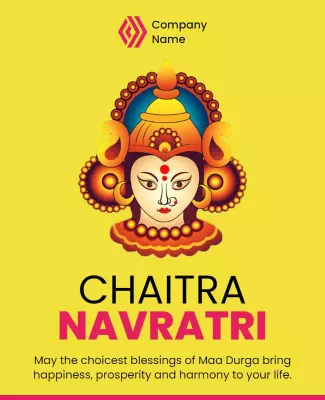 Vibrant Yellow Chaitra Navratri Celebration Poster Template