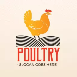 Vibrant Yellow Chicken Stands Proudly in Poultry Logo Template