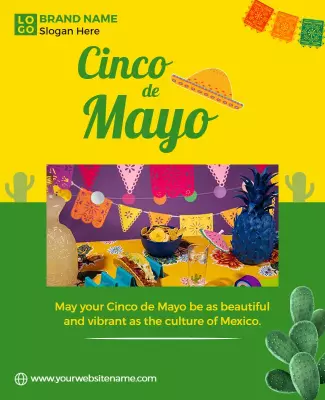 Vibrant Yellow Cinco de Mayo Celebration Festivities Poster Template