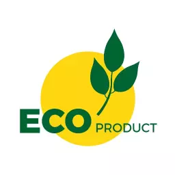 Vibrant Yellow Circle with Green Leaves for Eco Friendly Logo Template