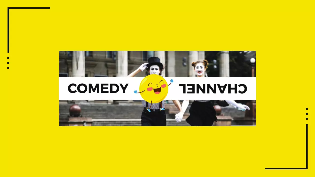 Vibrant Yellow Comedy Channel Featuring Happy Performers Banner Template