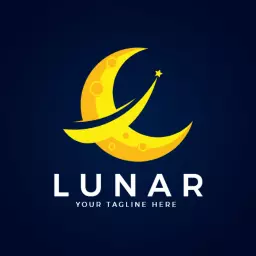 Vibrant Yellow Crescent Moon Design for Lunar Theme Logo Template
