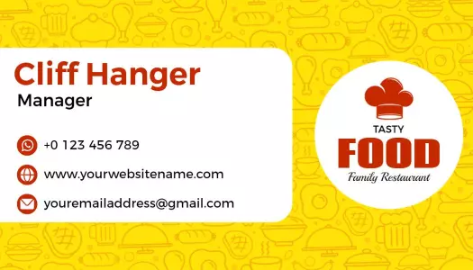 Vibrant Yellow Culinary Delight Restaurant Business Card Template