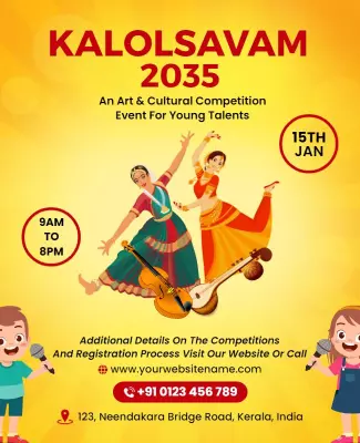 Vibrant Yellow Cultural Art Competition Event Poster Template