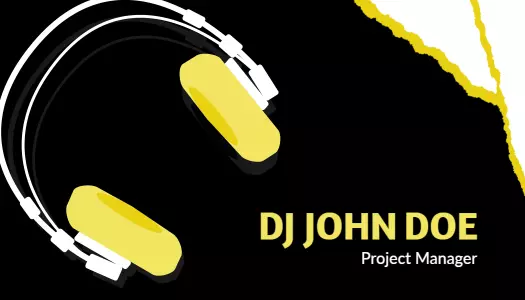 Vibrant Yellow DJ Headphones Music Project Manager Business Card Template