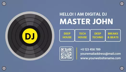 Vibrant Yellow DJ Music Mixer Business Card Template