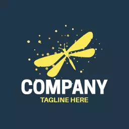 Vibrant Yellow Dragonfly Design on Dark Background Logo Template