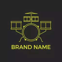Vibrant Yellow Drum Set Design Celebrating Drummer Culture Logo Template