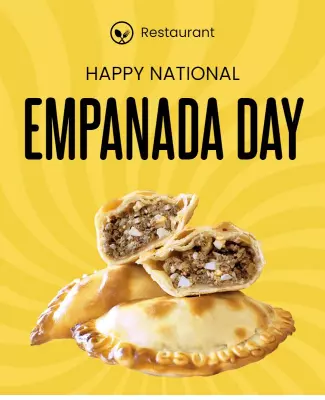 Vibrant Yellow Empanada Day Celebration Poster Template