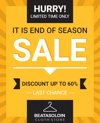 Vibrant Yellow End of Season Sale Discount Poster Template