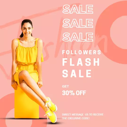 Vibrant Yellow Fashion Flash Sale Promotion Ad Template