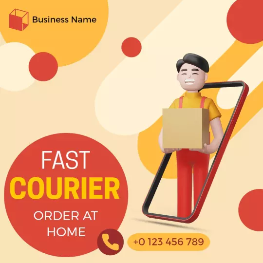 Vibrant Yellow Fast Courier Home Delivery Service Ad Template