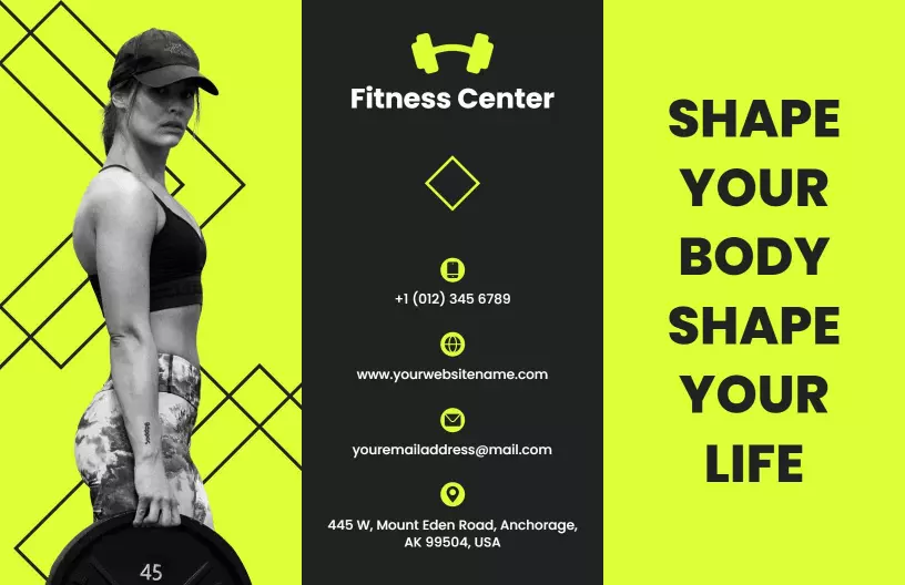 Vibrant Yellow Fitness Center Training and Wellness Brochure Template