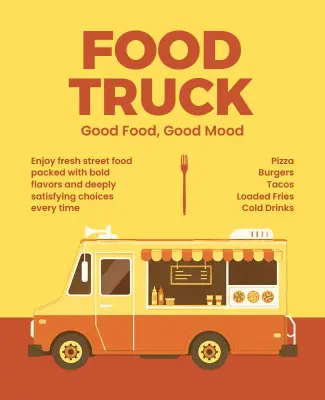 Vibrant Yellow Food Truck Festival Culinary Delights Poster Template