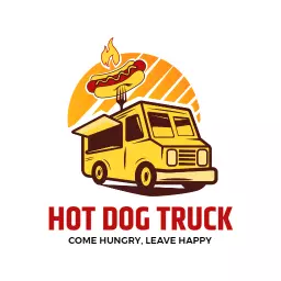 Vibrant Yellow Food Truck Selling Delicious Hotdog Logo Template