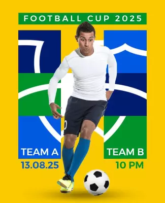 Vibrant Yellow Football Cup 2025 Match Poster Template