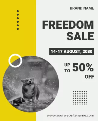 Vibrant Yellow Freedom Sale Promotional Poster Template