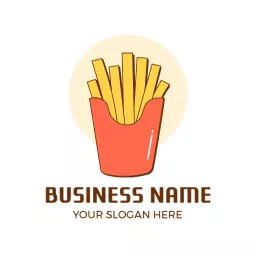 Vibrant Yellow French Fries in a Red Container Logo Template