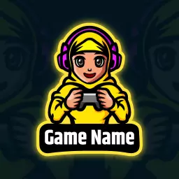 Vibrant Yellow Gamer Character Engaged in Esports Logo Template
