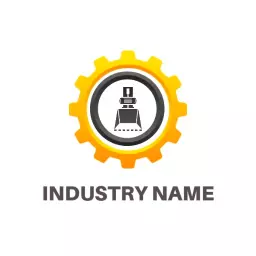 Vibrant Yellow Gear Design Representing Industrial Sector Logo Template