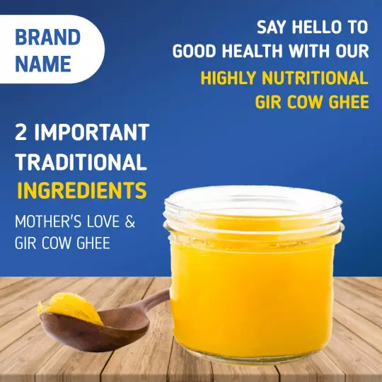 Vibrant Yellow Gir Cow Ghee with Nutritional Benefits Ad Template