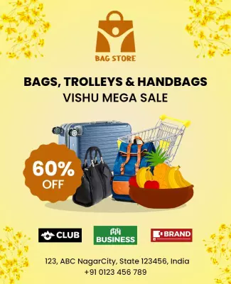 Vibrant Yellow Mega Sale for Bags and Trolleys Poster Template