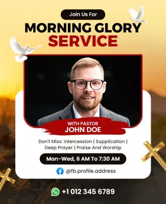 Vibrant Yellow Morning Glory Worship Service Poster Template
