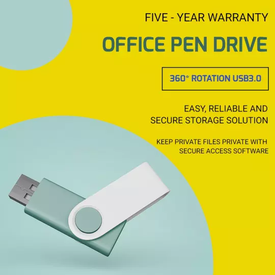 Vibrant Yellow Office Pen Drive with 360° Rotation Ad Template