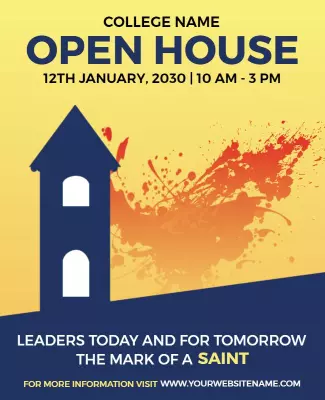 Vibrant Yellow Open House College Event Poster Template