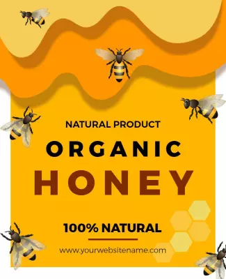 Vibrant Yellow Organic Honey Product Promotion Flyer Template