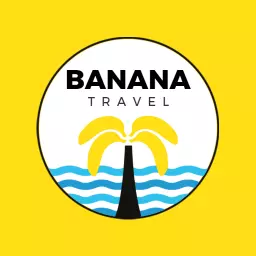 Vibrant Yellow Palm Tree and Waves Represent Travel Logo Template