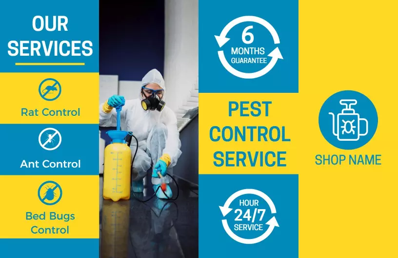 Vibrant Yellow Pest Control Service Solutions Brochure Template