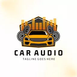 Vibrant Yellow Sports Car Design Showcasing Car Audio Logo Template