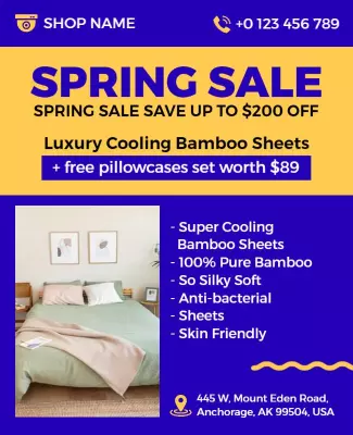 Vibrant Yellow Spring Sale for Luxury Bamboo Sheets Poster Template