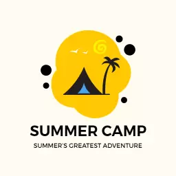 Vibrant Yellow Summer Camp Design Featuring Nature Elements Logo Template