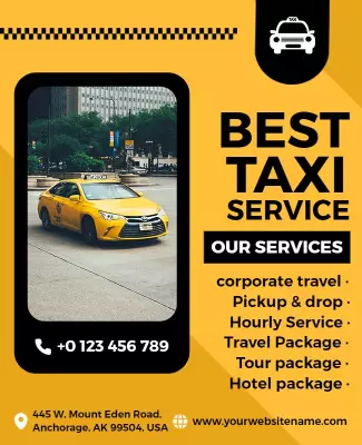 Vibrant Yellow Taxi Service and Travel Packages Poster Template