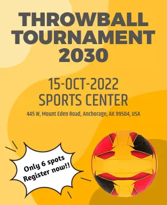 Vibrant Yellow Throwball Tournament Event Poster Template