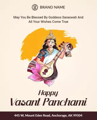 Vibrant Yellow Vasant Panchami Celebration Poster Template