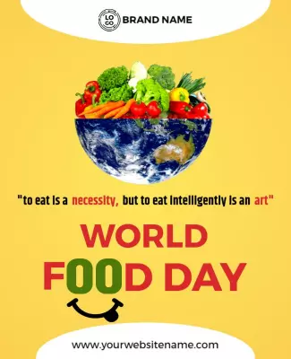 Vibrant Yellow World Food Day Awareness Poster Template
