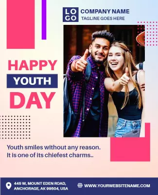Vibrant Youth Day Celebration with Happy Smiles Poster Template